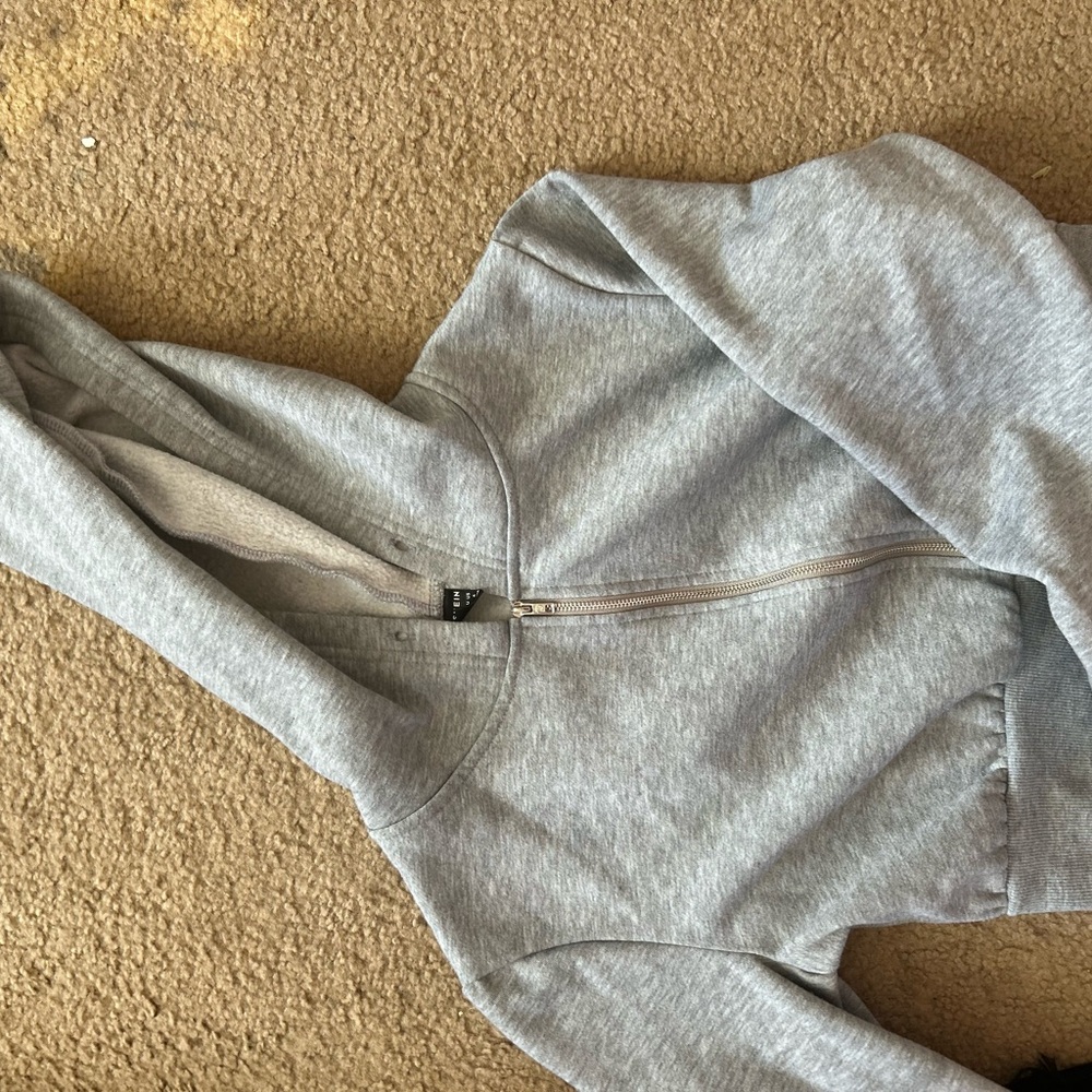 Grey Cropped Hoodie